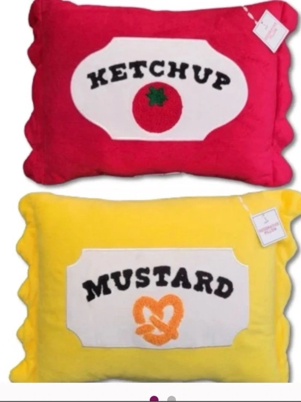 New Target Ketchup & Mustard Pillows Accent Home Decor 14x10x2 SEALE